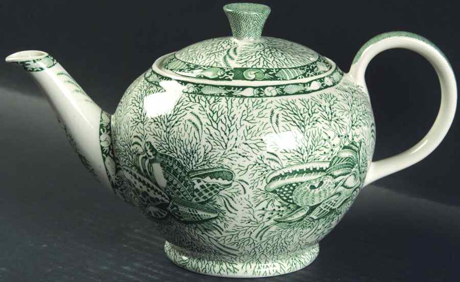 Torquay Green (No Trim) Teapot & Lid by Mottahedeh-1