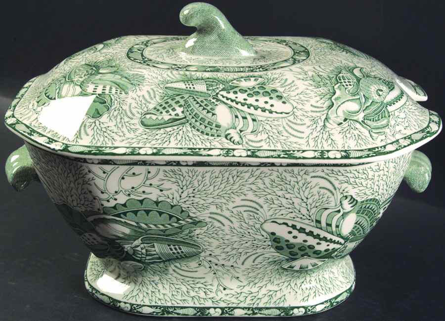 Torquay Green (No Trim) Tureen &  Lid by Mottahedeh-1