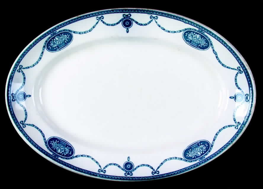 Delaware Blue 12" Oval Serving Platter by John Maddock & Sons-1
