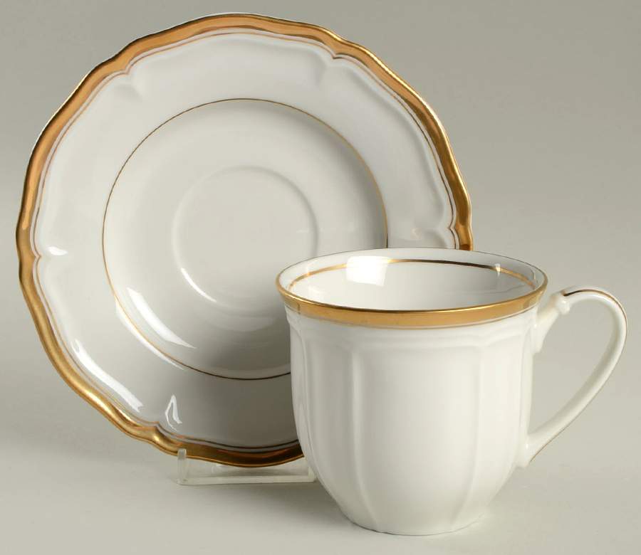 Hyde Park Gold Flat Cup & Saucer Set by Mikasa-1
