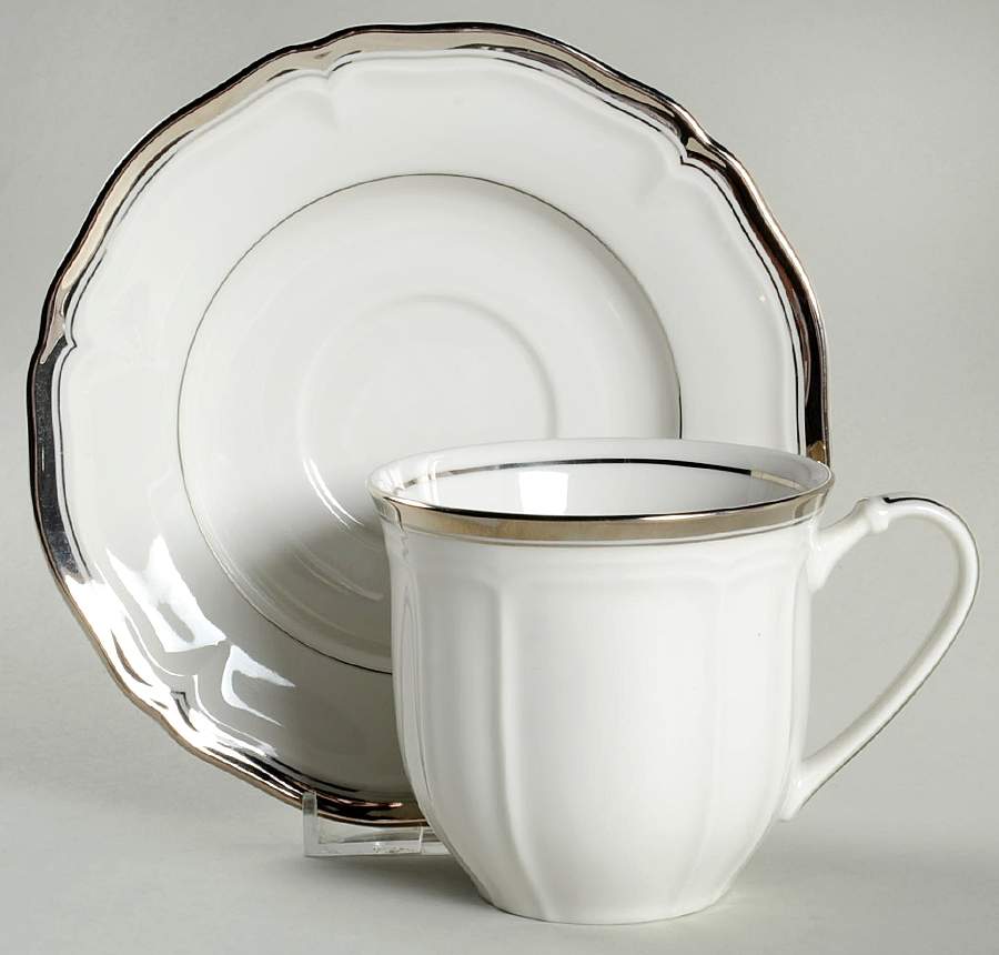 Hyde Park Platinum Flat Cup & Saucer Set by Mikasa-1