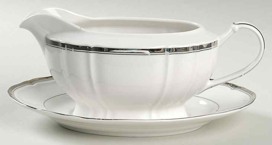 Hyde Park Platinum Gravy Boat & Underplate by Mikasa-1