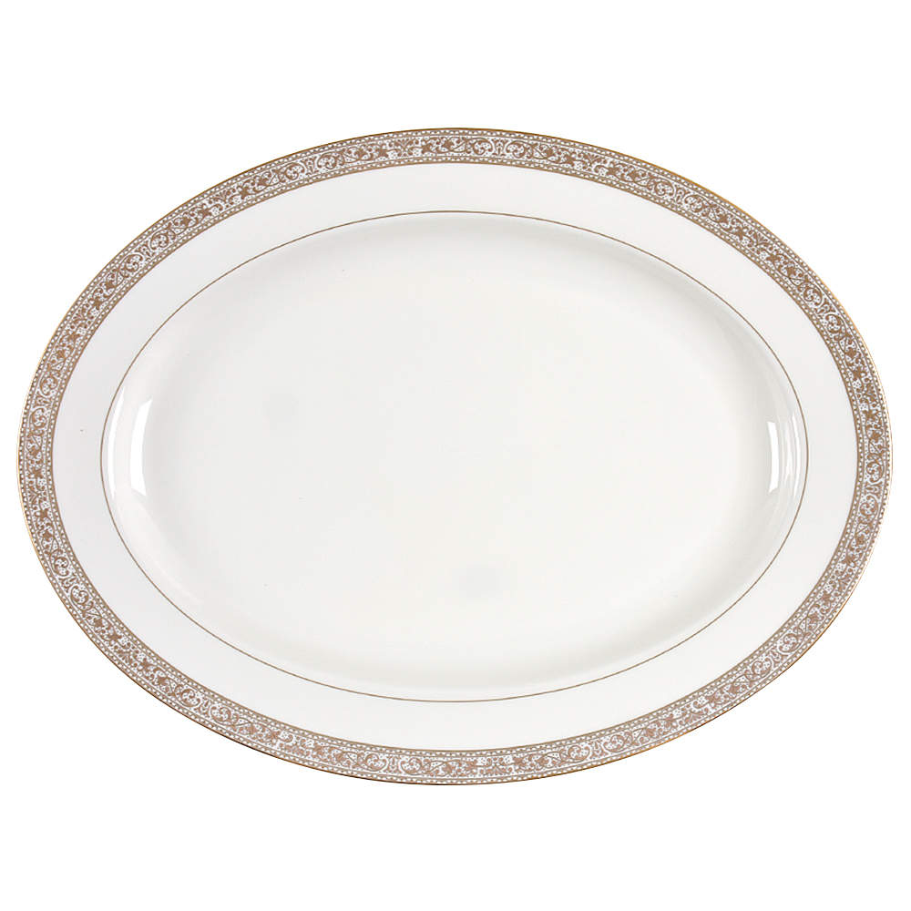 Imperial Court Gold 15" Oval Serving Platter by Mikasa-1