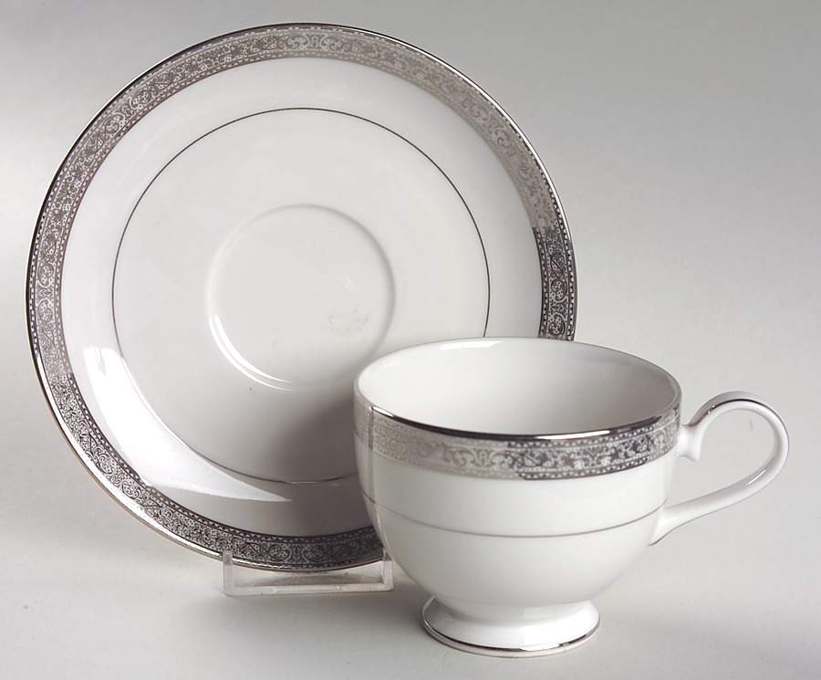 Imperial Court Platinum Footed Cup & Saucer Set by Mikasa-1