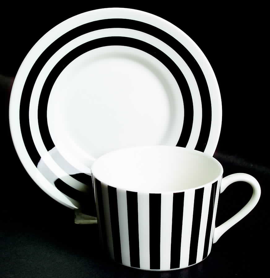 Glamour Black Flat Cup & Saucer Set by Mikasa-1