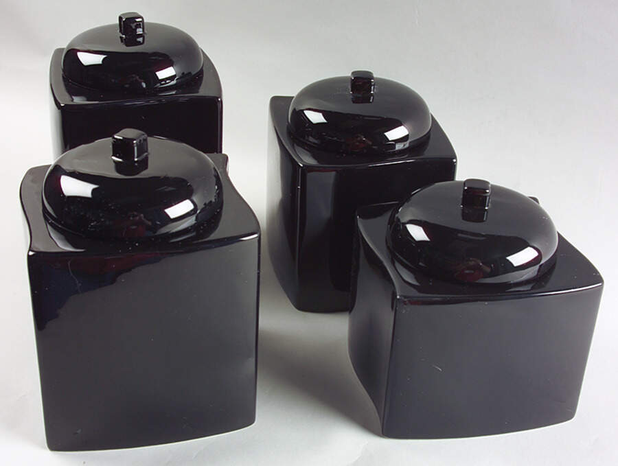 Simplicity Black Hypnotic Wave (KT532) (4 Piece) Canister Set (Box Set) by Mikasa-1
