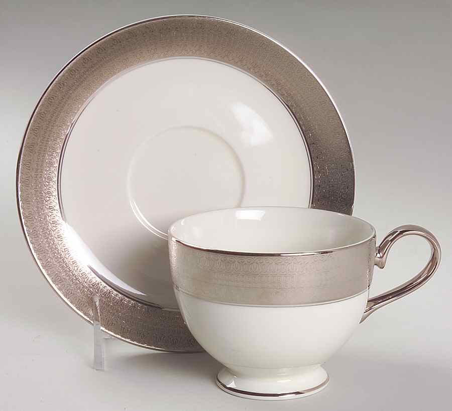 Opera Platinum Footed Cup & Saucer Set by Mikasa-1