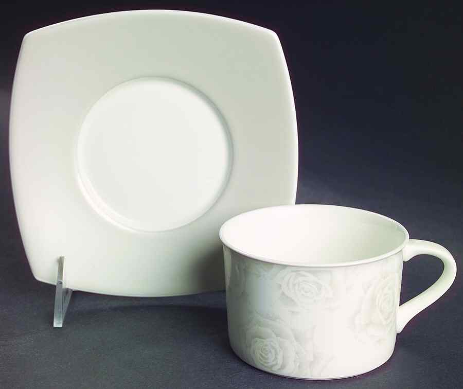 Silver Rose Flat Cup & Saucer Set by Mikasa-1