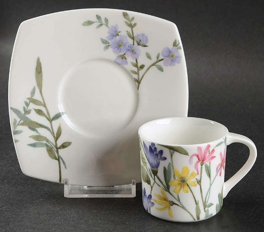Parisian Bloom White Flat Demitasse Cup & Saucer Set by Mikasa-1