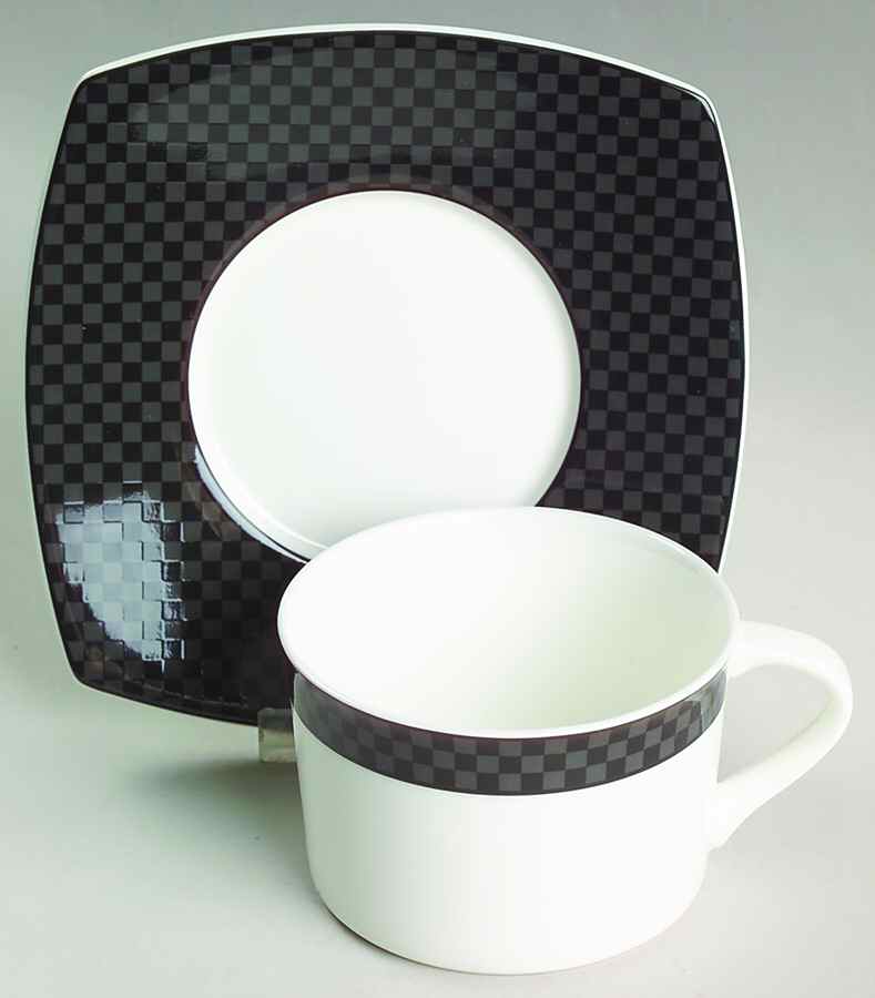 Moderno Black Flat Cup & Saucer Set by Mikasa-1