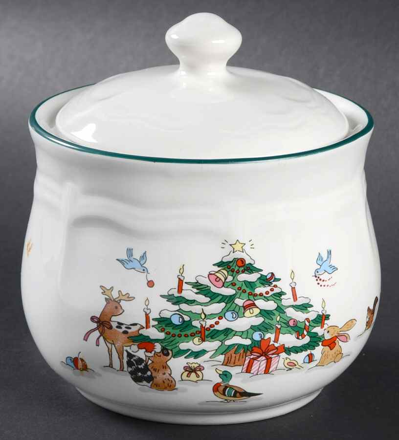 Woodland Christmas (Embossed Rim) Sugar Bowl & Lid by Ming Pao-1