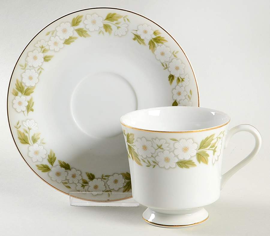 Morning Mist Footed Cup & Saucer Set by Montgomery Ward-1