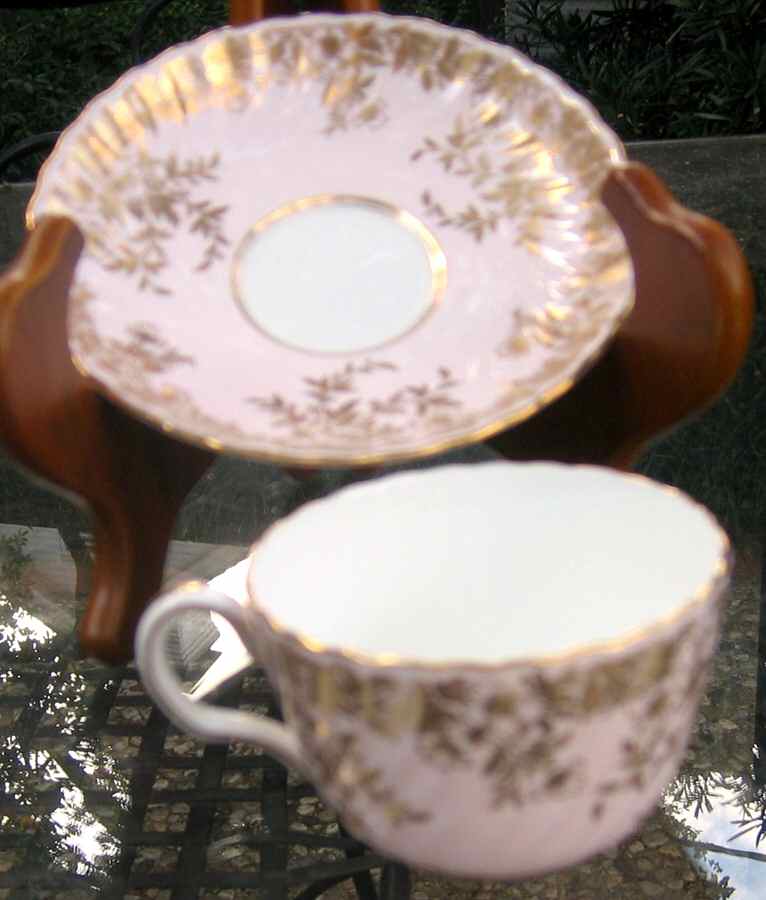 Garden Pinks Pink and Gold Flat Cup & Saucer Set by Minton-1