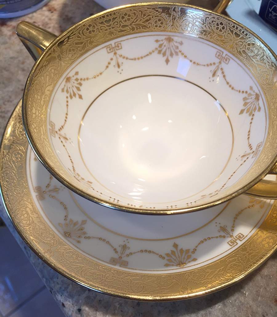 3087 Footed Cream Soup Bowl & Saucer Set by Minton-1