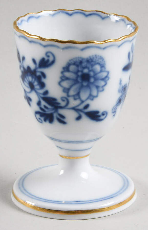 Blue Onion (Gold Trim) Single Egg Cup by Meissen (Germany)-1