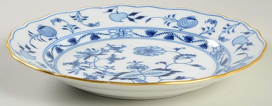 Blue Onion (Gold Trim) Large Rim Soup Bowl by Meissen (Germany)-1