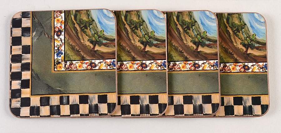 Maclachlan (4 Pc) Cork Back Square Coaster Set by MacKenzie-Childs-1