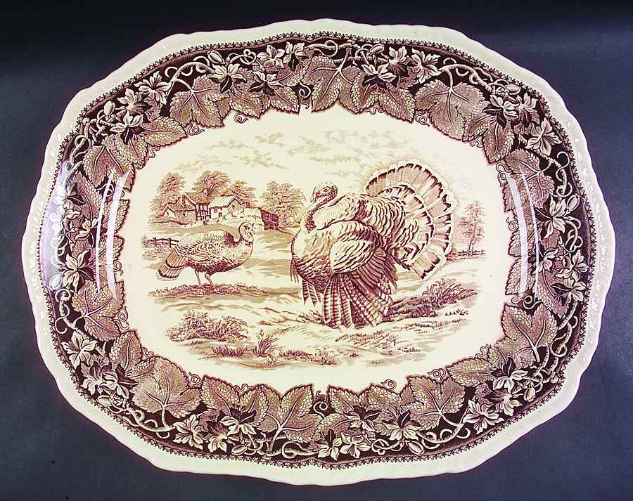 Vista Brown (Turkey Center) 19" Oval Serving Platter by Mason's-1