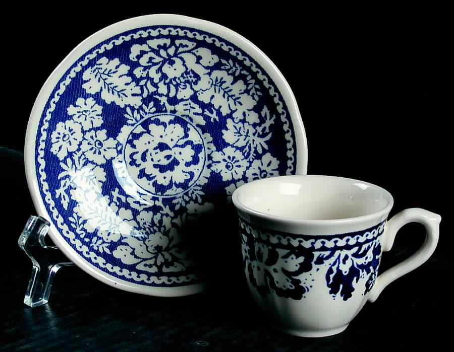 Blue Batik Flat Demitasse Cup & Saucer Set by Mason's-1