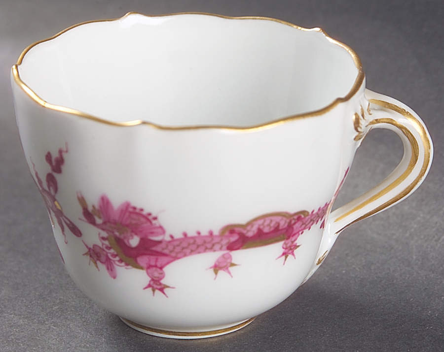 Dragon Pink (Gold Accent) Flat Demitasse Cup by Meissen (Germany)-1