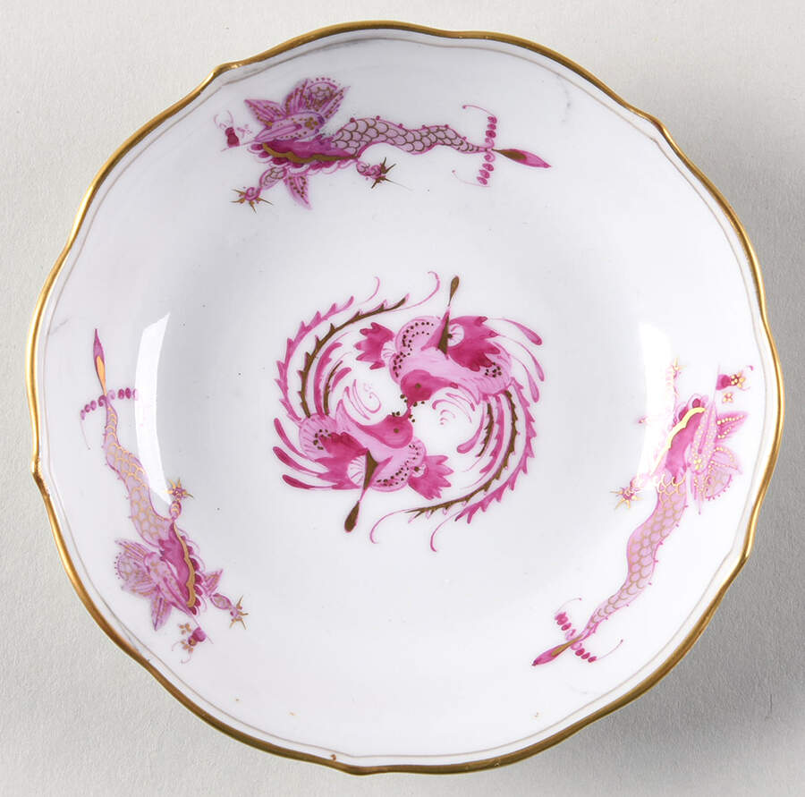 Dragon Pink (Gold Accent) Saucer for Flat Demitasse Cup by Meissen (Germany)-1