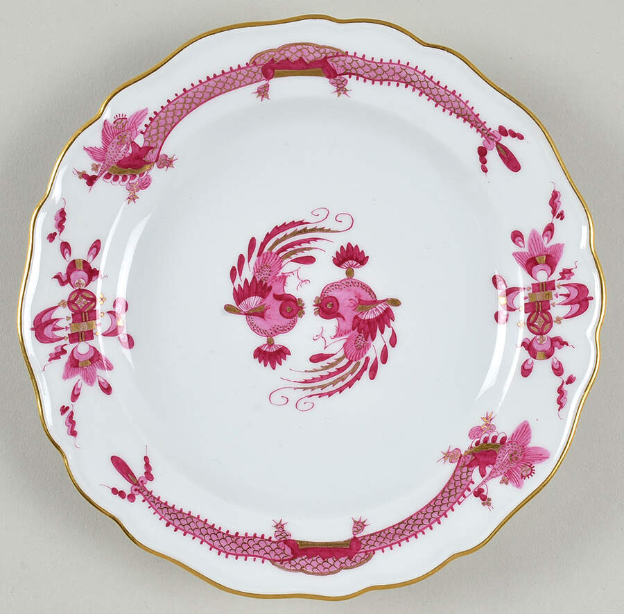 Dragon Pink (Gold Accent) Dessert/Pie Plate by Meissen (Germany)-1