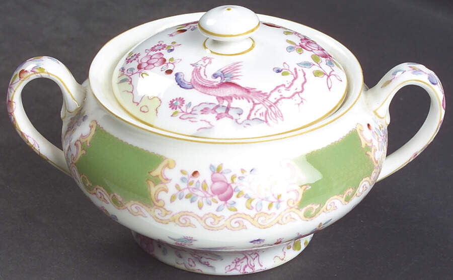 Cockatrice Green (Smooth, Wreath Backstamp) Sugar Bowl & Lid by Minton-1