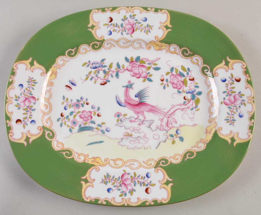 Cockatrice Green (Smooth, Wreath Backstamp) 15" Oval Serving Platter by Minton-1