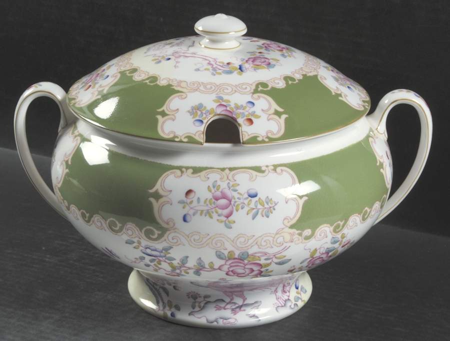 Cockatrice Green (Smooth, Wreath Backstamp) Tureen &  Lid by Minton-1