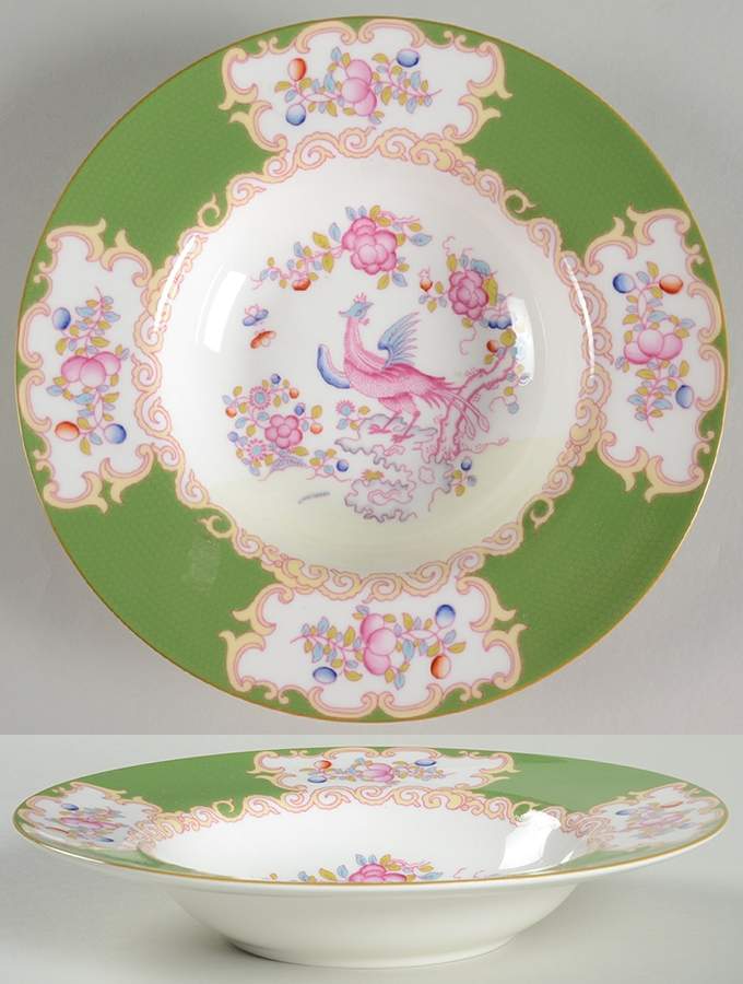 Cockatrice Green (Smooth, Wreath Backstamp) Rim Soup Bowl by Minton-1