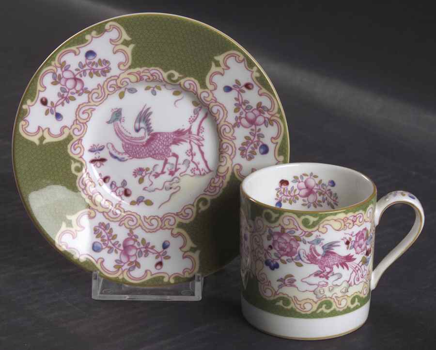 Cockatrice Green (Smooth, Wreath Backstamp) Flat Demitasse Cup & Saucer Set by Minton-1