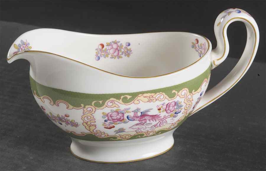 Cockatrice Green (Smooth, Wreath Backstamp) Gravy Boat by Minton-1