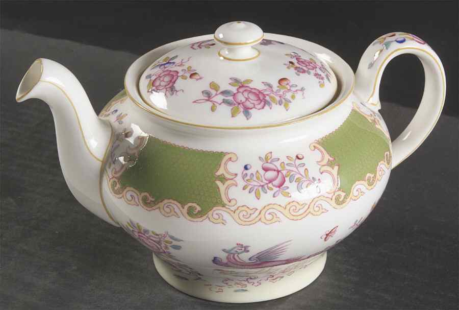 Cockatrice Green (Smooth, Wreath Backstamp) Teapot & Lid by Minton-1