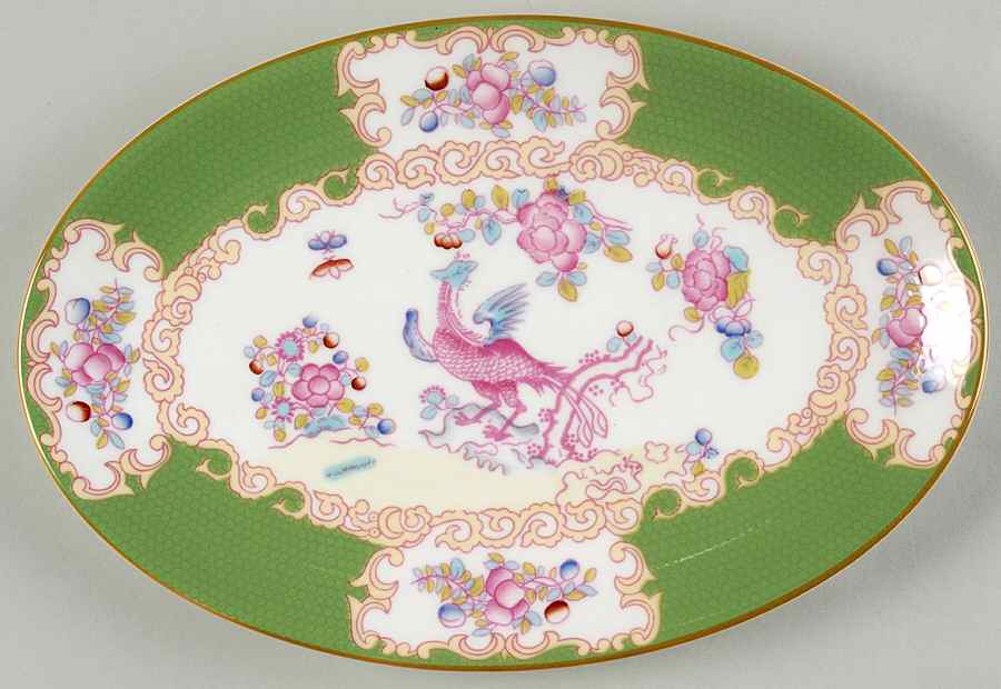 Cockatrice Green (Smooth, Wreath Backstamp) Pickle Dish by Minton-1