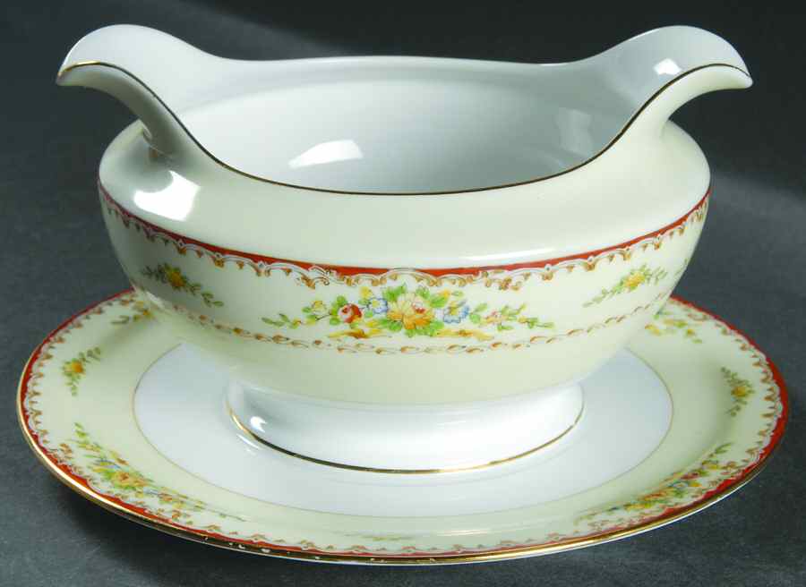 MEI882 Round Gravy Boat/Attached Underplate by Meito-1