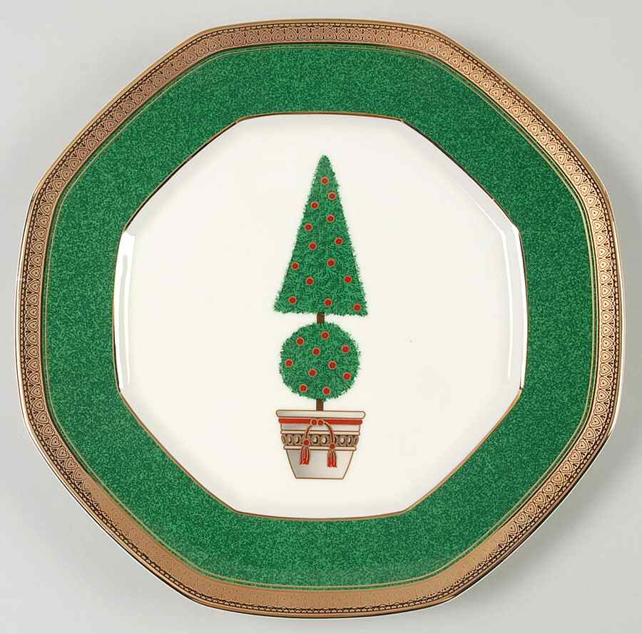 Topiary (Gold, Green Band Plates) Octagonal Luncheon Plate by Mikasa-1