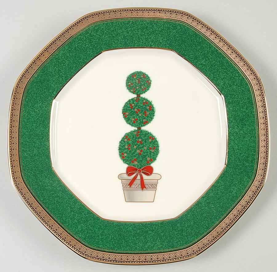 Topiary (Gold, Green Band Plates) Octagonal Luncheon Plate by Mikasa-1