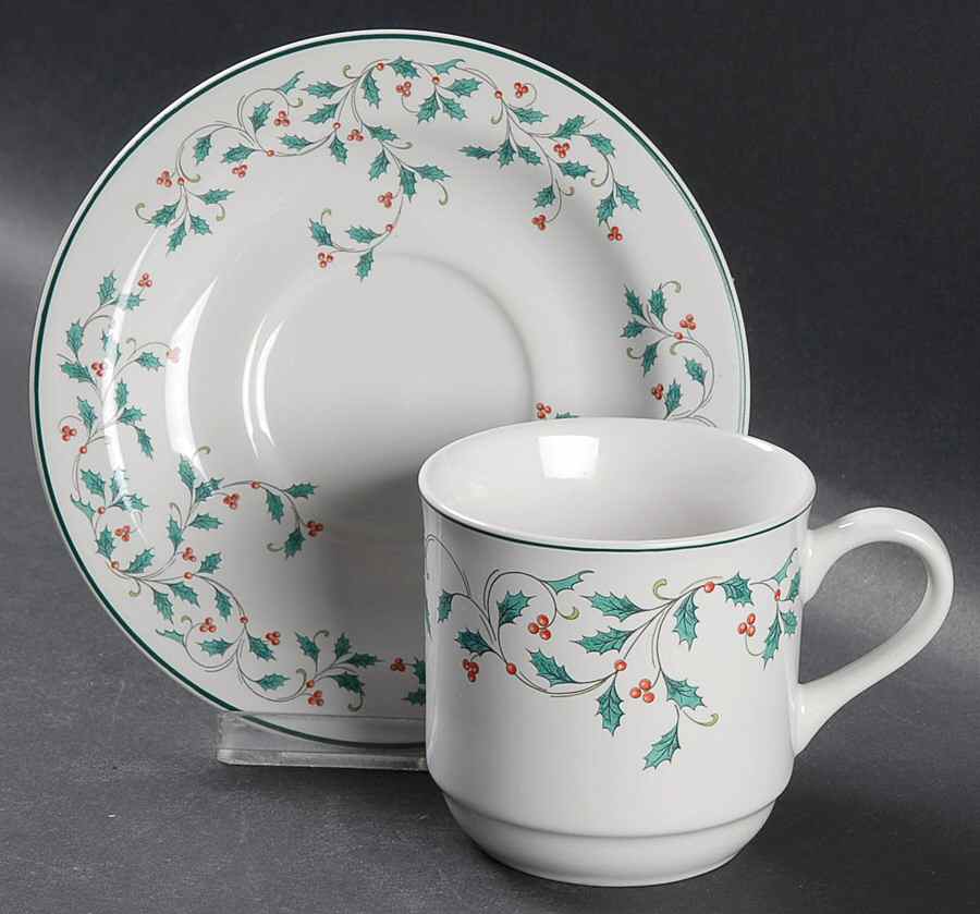 Holly Lace Flat Cup & Saucer Set by Ming Pao-1