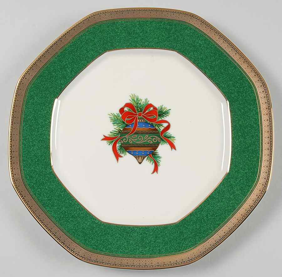 Pine Ornament (Gold) Octagonal Luncheon Plate by Mikasa-1