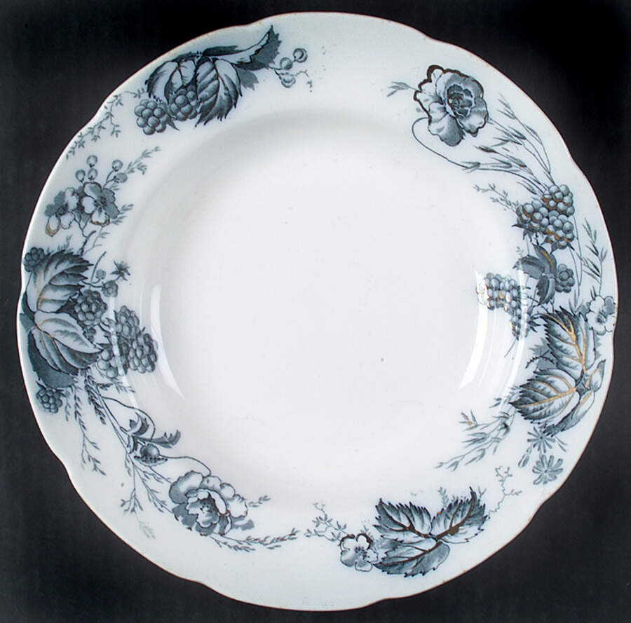 Bramble Blue Large Rim Soup Bowl by Alfred Meakin-1