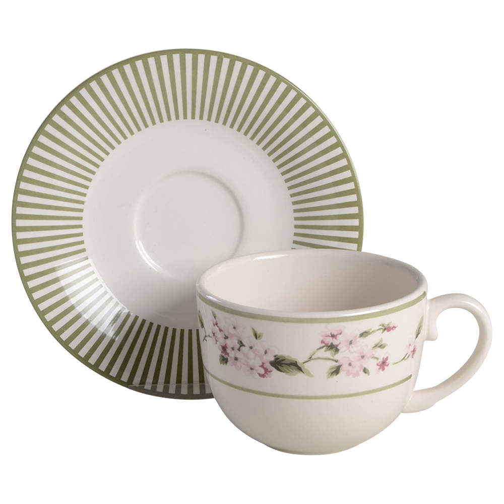 Hydrangea Flat Cup & Saucer Set by Martha Stewart-1