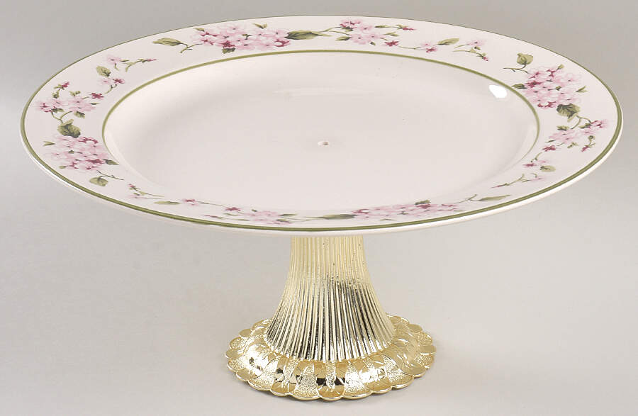 Hydrangea Cake Stand with 4"-5" Metal Pedestal  Hc by Martha Stewart-1