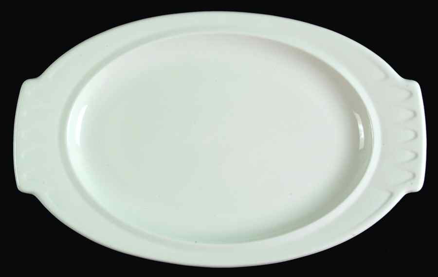 Sculptura White 12" Oval Serving Platter by Mayer (American)-1