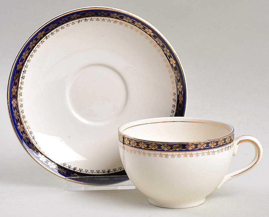 Bleu De Roi 9 Footed Cup & Saucer Set by Alfred Meakin-1