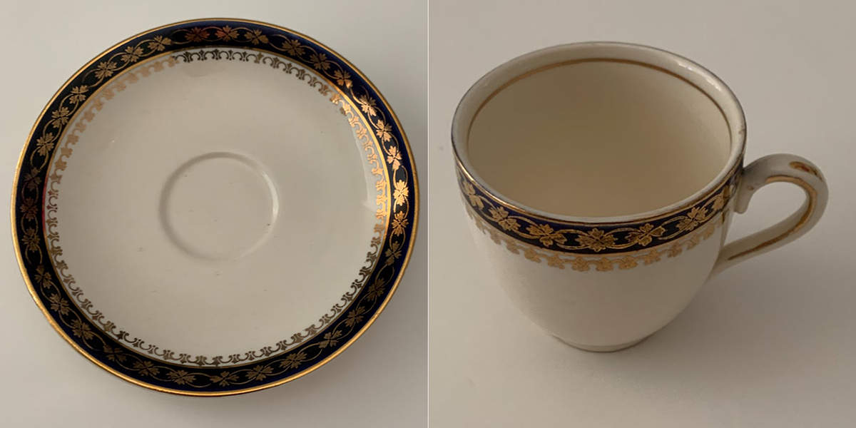 Bleu De Roi 9 Flat Demitasse Cup & Saucer Set by Alfred Meakin-1
