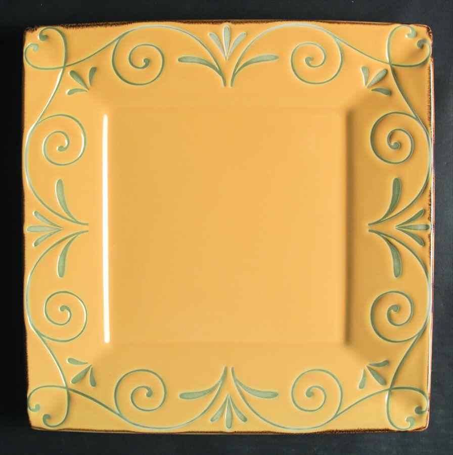 Tuscan Scroll Yellow 12" Square Serving Platter by Mikasa-1
