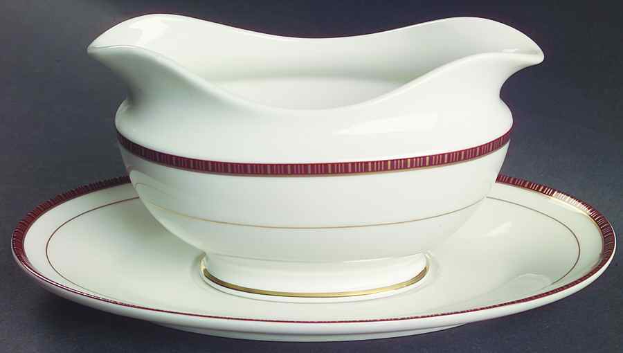 English Brocade Gravy Boat & Underplate by Mikasa-1