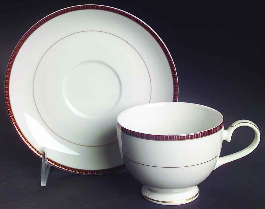 English Brocade Footed Cup & Saucer Set by Mikasa-1