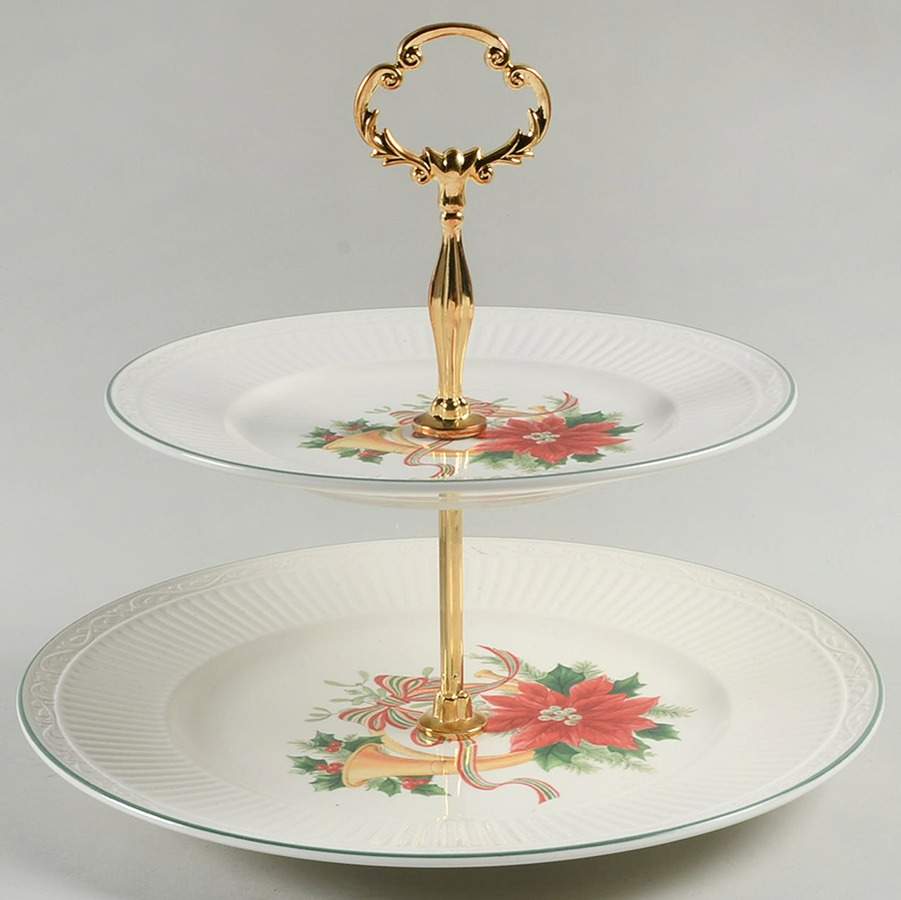 Italian Holiday 2 Tiered Serving Tray (Dinner & Salad Plate) by Mikasa-1