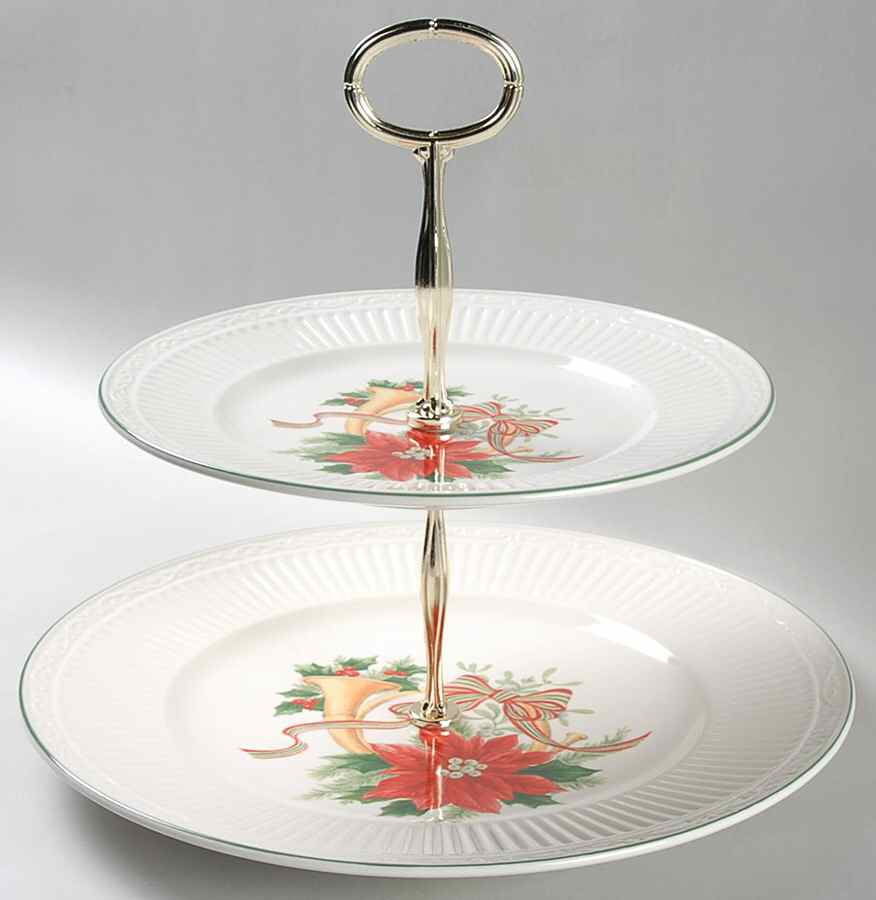 Italian Holiday 2 Tiered Serving Tray (Dinner & Salad Plate) by Mikasa-1